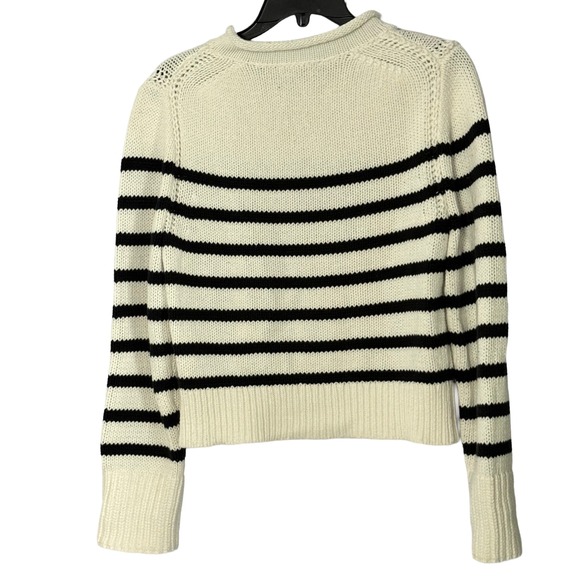 J. Crew Heritage Cotton Rollneck Sweater in Black White Stripe - Small - Picture 3 of 6